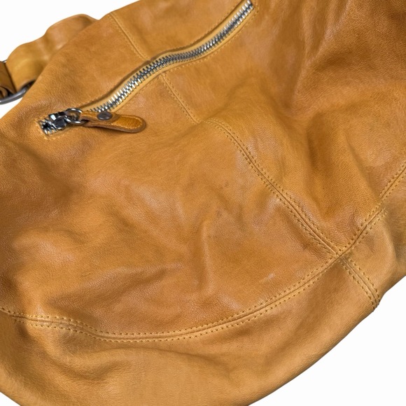 SissiRossi Leather Hobo Bag Shoulder Handbag, Made in Italy, in Yellow/Tan - Picture 2 of 14